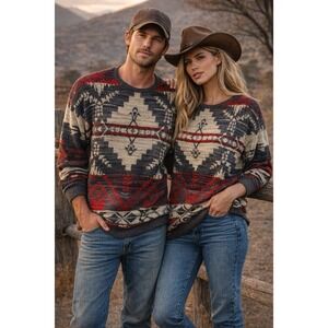 Ralph Lauren Denim Supply Unisex Top M Southwestern Aztec Western Lightweight
